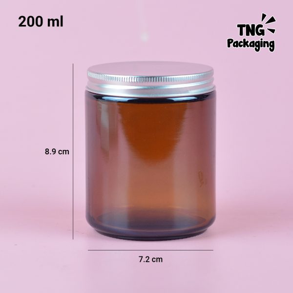 Jar Kaca Amber Tutup Aluminium Silver - 200 ml - Image 4