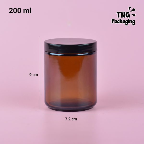 Jar Kaca Amber Tutup Plastik Hitam - 200 ml - Image 4
