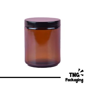 Jar Kaca Amber Tutup Plastik Hitam - 200 ml