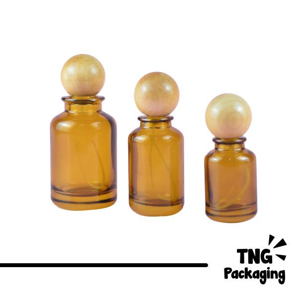 [SEMI PRESS] Botol Parfum Coklat Tutup Kayu - 30 ml 50 ml 100 ml