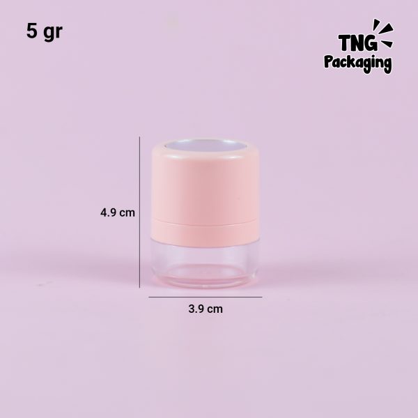 Wadah Bedak Tabur Travel Soft Pink - 5 gr 10 gr - Image 5
