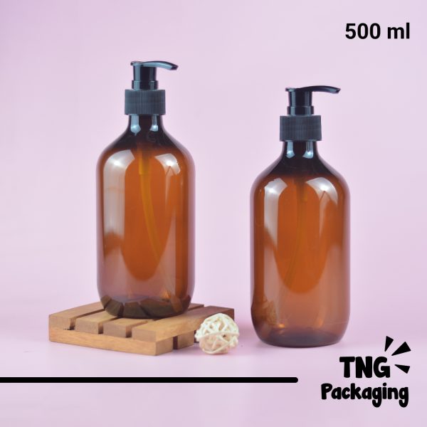 Botol Pump Plastik Coklat - 500 ml - Image 2