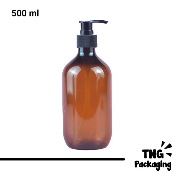 Botol Pump Plastik Coklat - 500 ml